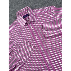 Ralph Lauren Purple Label Dress Shirt Mens 14.5 Pink Stripe French Cuff Italy